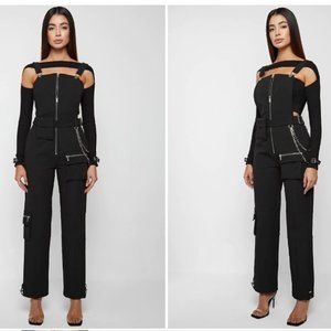 Maniere De Voir  TECHNICAL CARGO DUNGAREES - BLACK